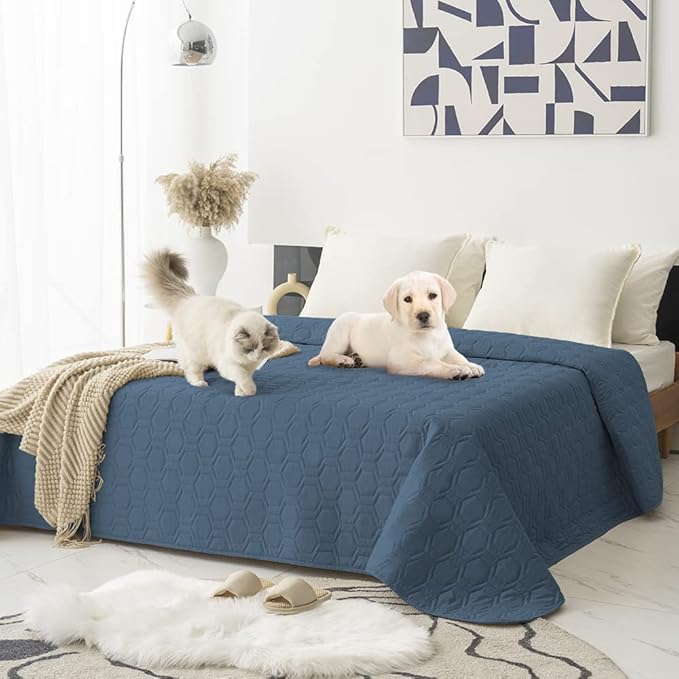 Tcksstex Waterproof and Non-Slip Dog Bed Cover and Pet Blanket Sofa Pet Bed Mat ，car Incontinence Mattress Protectors Furniture Couch Cover for Most Cats Dogs, Pets（40x50- Navy Blue）