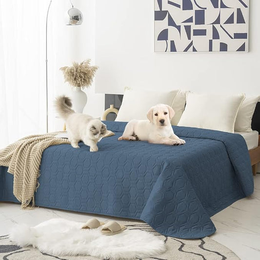 Tcksstex Waterproof and Non-Slip Dog Bed Cover and Pet Blanket Sofa Pet Bed Mat ，car Incontinence Mattress Protectors Furniture Couch Cover for Most Cats Dogs,Pets（82x102- Navy Blue）