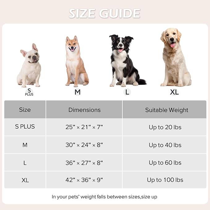 JOEJOY XL Dog Beds Large Sized Dog, Rectangle Washable Orthopedic Pet Bed with Removable Zipper Cover, Cute Soft Calming Puppy Pet Bed with Jacquard Shaggy Plush & Non Skid Bottom