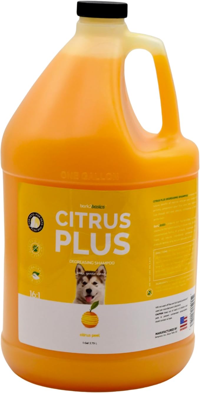Bark2Basics Citrus Plus Dog Shampoo, 1 Gallon | d-Limonene, All Natural, Cuts Through Dirt and Grease, Professional, Compliments Flea and Tick Regimen