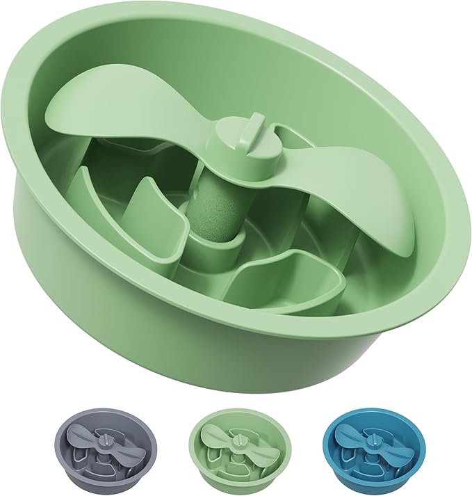 AVERYDAY Slow Feeder Dog Bowls for Medium Breed, 1.5 Cups Engagement Food Puzzle Bowl with Spinning Slow Feeder Insert, Non-Slip Base, Fits for Raised Stand, Hard Maze Design for Medium and Small Dogs