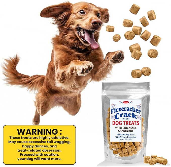 iHeartDogs Firecracker Dog Treats - Healthy Treats with Chicken & Cranberry - Helps Feed Hungry Shelter Dogs in Need, 6oz