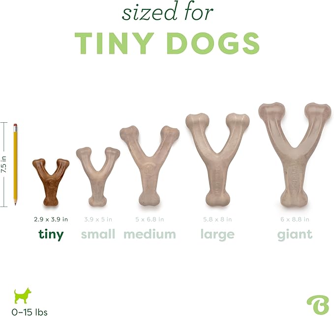 Benebone Wishbone Durable Dog Chew Toy for Aggressive Chewers, Real Bacon Made in USA, Tiny