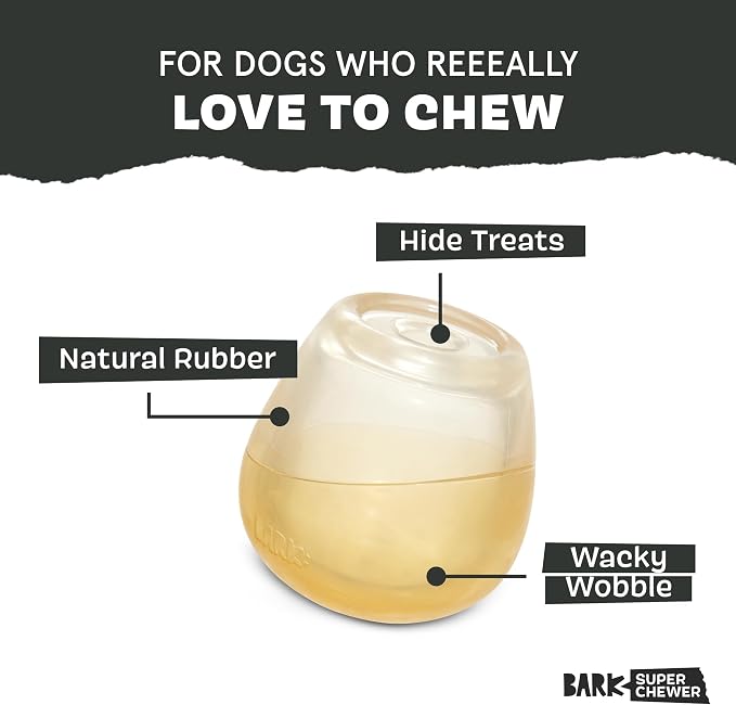 Barkbox Tipsy Toast Glass – Treat Dispensing Dog Toys – Puppy and Pet Toys for Medium to Large Dogs