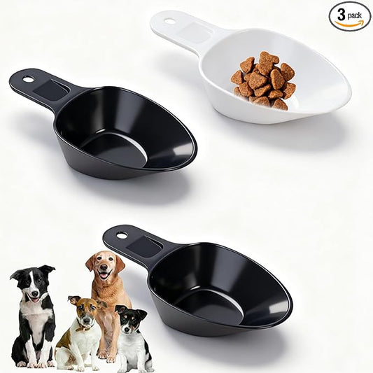 3PCS Dog Food Scoop 1 Cup, Plastic Pet Food Scoop with Measuring Lines 1/2 Cup 1/4 Cup for Dogs Cats Birds and Rabbits