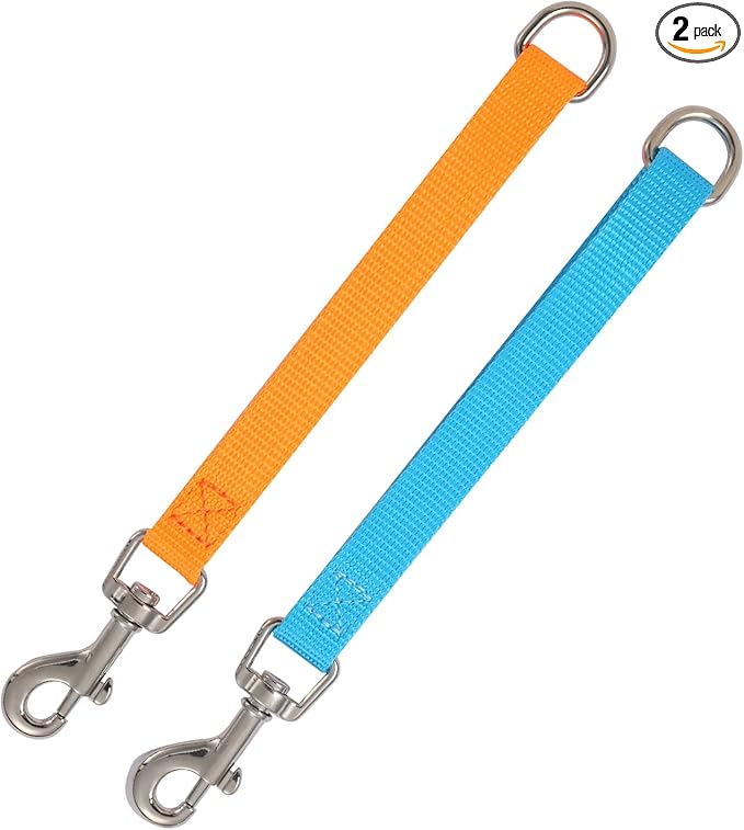 Short Dog Leash 2PCS Traffic Leashes 8" Pet Lead Training Pets Leads Dogs Grab Tab Orange & Sky Blue Dog Lead for Indoor Outdoor Daily Walking Backup Hiking(Orange & Sky Blue)