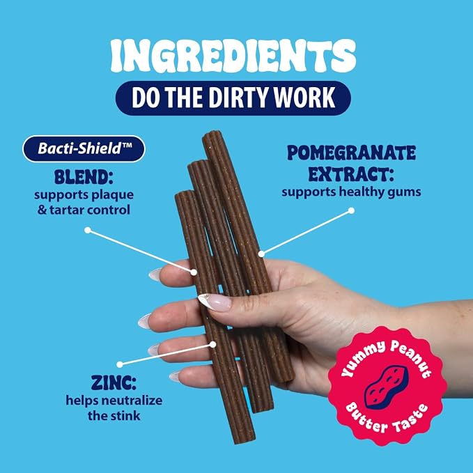 Dental Fresh Dental Treats for Large Dogs, Vet-Formulated Teeth Cleaning Dental Sticks to Help Reduce Plaque and Tartar and Freshen Breath, 15 Count Brush Free Dental Chews for Dogs 50 lbs and Up