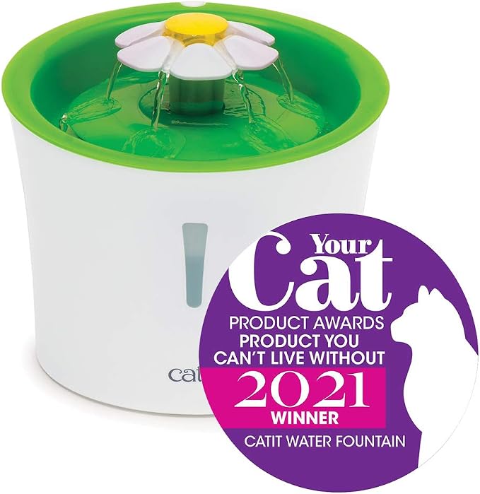 Catit LED Flower Fountain with Triple Action Filter, Cat Drinking Water Fountain, 3 L