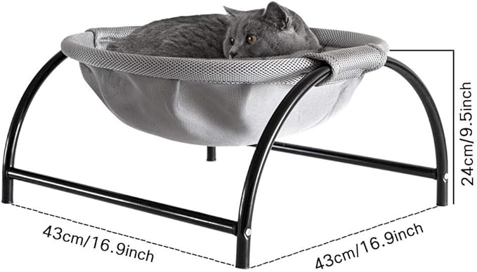 JUNSPOW Cat Bed Dog/Pet Hammock Bed Free-Standing Kitty Sleeping Cat Supplies Pet Supplies Whole Wash Stable & Breathable Easy Assembly Indoors Outdoors, 16.9 in x 16.9 in x 9.5 in