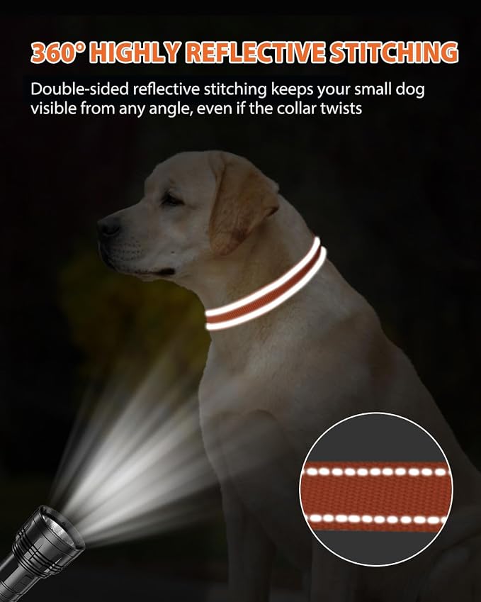Joytale Extra Large Dog Collar, Wide Double-Sided Reflective Nylon Collar for Night Safety, Adjustable Quick-Release for Gentle Giants, Orange, XL (1 1/4" Width)