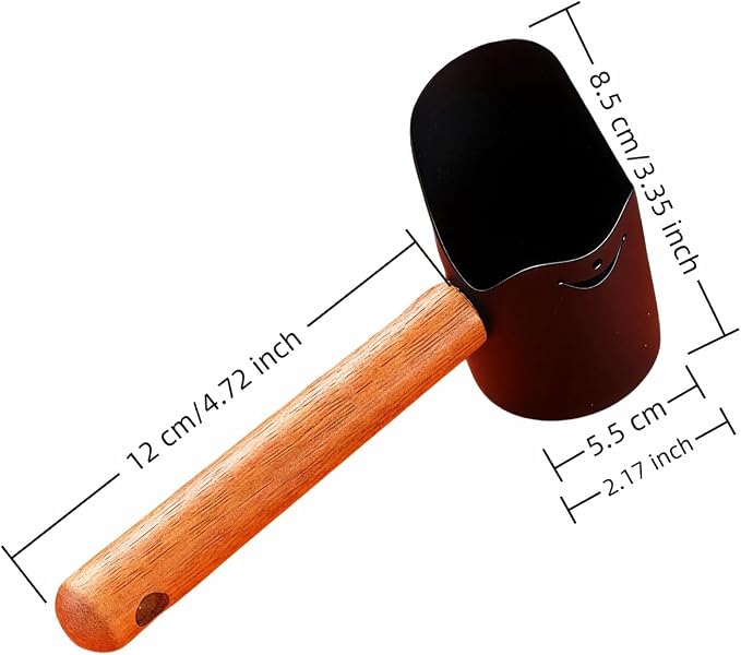 Multi-Pet Food Scoop, Pet Food Measuring Scoop with Wooden Handle,Carbon Steel with Ergonomic Wood Handle, for Dry Food & Treats, Accurate Portion Control for Dog Cat Bird Rabbit. (Black, Small)