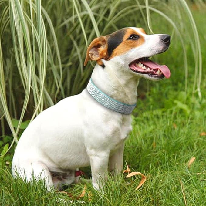 Rhinestone Dog Collar, Cute Dazzling Sparkling Soft Suede Leather Dog Cat Rhinestone Collar Crystal Diamond Pet Dog Puppy Collar(Black,L fit Neck 38-46 cm)