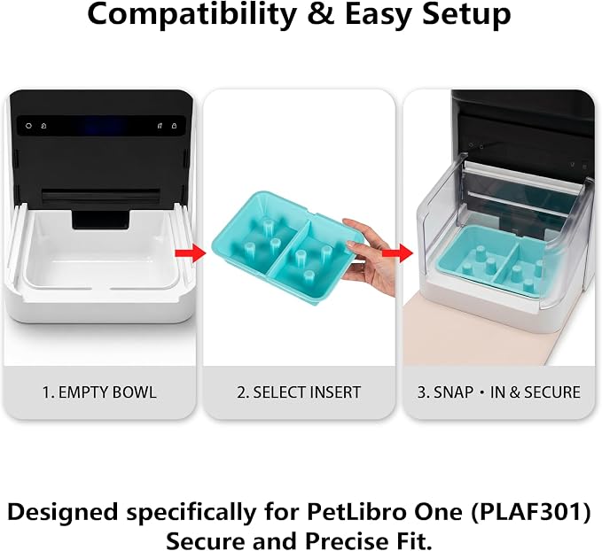 Slow Feed Bowl Compatible with PETLIBRO One RFID Pet Feeder, Anti-Gulping Cat Feeding Insert, with Split Design,Healthy Eating Dish Attachment for Automatic Feeder