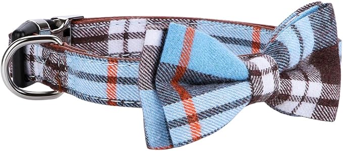 Faleela Soft &Comfy Bowtie Dog Collar,Detachable and Adjustable Bow Tie Collar,for Small Medium Large Pet (S, Blue)