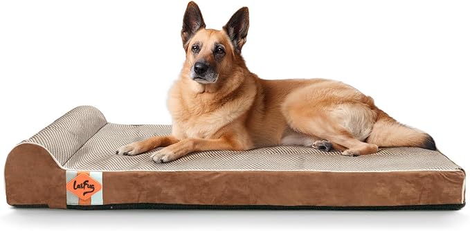 Laifug Orthopedic Dog Beds for Large Dogs,4.5" Memory Foam Dog Beds,Durable Water Proof Liner Removable and Washable, Nonskid Bottom, Brown 46"x28"x4.5"