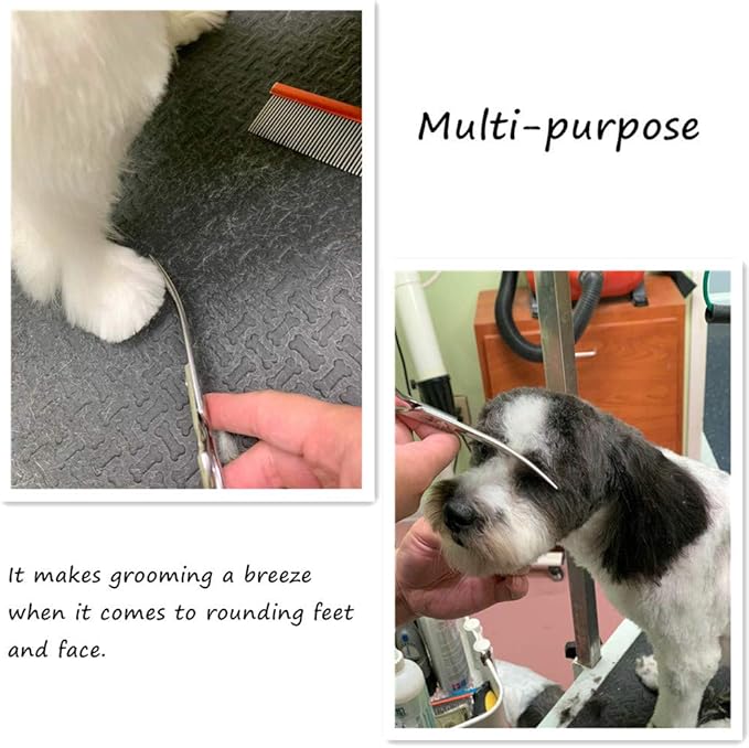 HASHIMOTO Curved Scissors for Dog Grooming for Large Hands, 6.5 inch, 30 Degree of Curved Blade,Light Weight, Pet Shears for Trimming Face and Paws.
