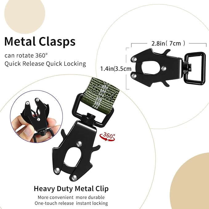 Heavy Duty Tactical Dog Leash, 4-6FT Shock Absorbing Bungee Lead with 2 Padded Handles, Metal Carabiner & Seatbelt Clip, Reflective No-Pull Leash for Medium/Large Dogs (ArmyGreen)