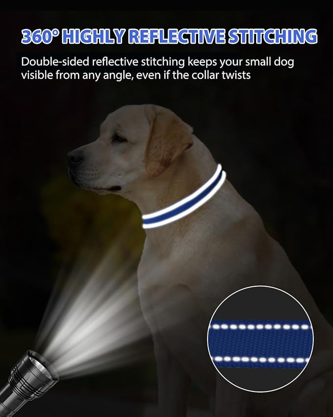 Joytale Extra Large Dog Collar, Wide Double-Sided Reflective Nylon Collar for Night Safety, Adjustable Quick-Release for Gentle Giants, Navy Blue, XL (1 1/4" Width)