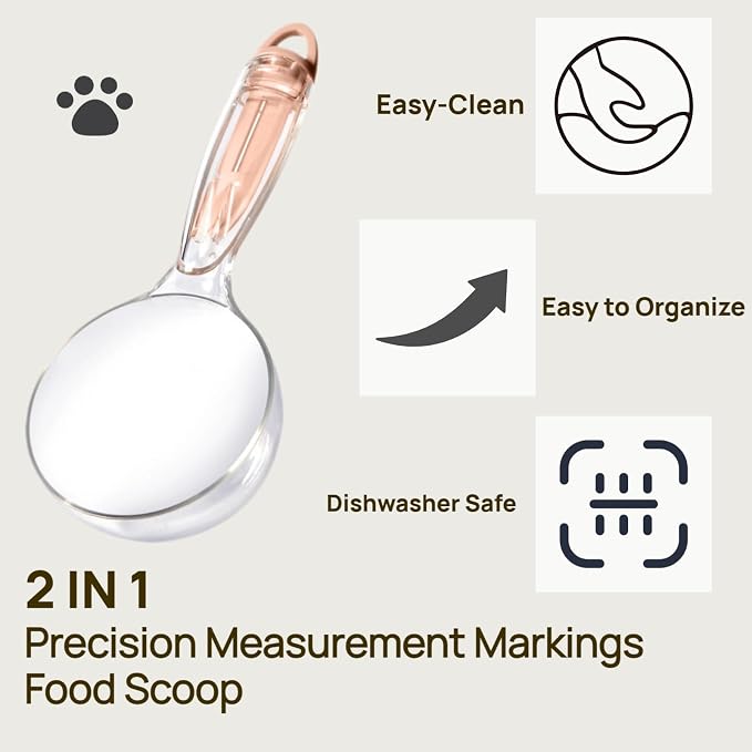Pet Cat Dog Food Scoop, Dog Cup Capacity Cat Food Scooper With Sealing Clip, Puppy and Cat Coffee Bean, Flour Scoop Pink