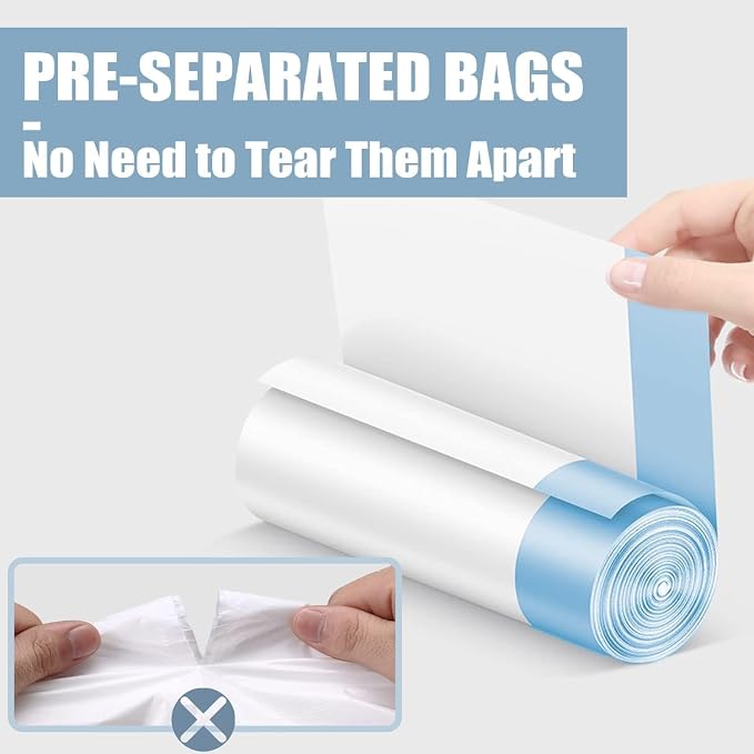 Small Trash Bags 4 Gallon - 150 Count Drawstring 4 Gallon Trash Bag, Tear-Free 4 Gal Small Garbage Bags for Office Bedroom Bathroom Trash Bags, Unscented White 4 Gal Trash Can Liners
