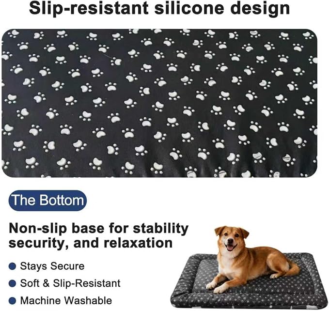 Washable Dog Bed Plush Orthopedic Outdoor Crate Mat with Non-Slip Bottom,Luxe Soft Kennel Pad for Pets, Cozy Cage Cushion & Pet Sleeping Mattress Large Sized,Medium,Small Dogs,36 x 24 inch,Blue