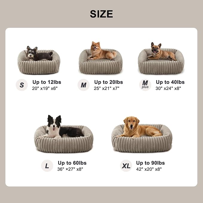 FURTIME Dog Bed for Small Medium Dog, Washable Orthopedic Pet Bed with Removable Cover, Rectangle Soft Calming Sleeping Puppy Bed Durable Pet Cuddler with Anti-Slip Bottom