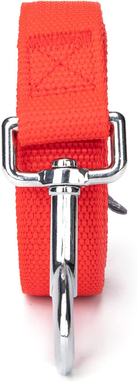 Strong Durable Nylon Dog Training Leash, 1 Inch Wide Traction Rope, 6 ft 10ft 15ft Long, for Small and Medium Dog (Red, 15 Feet)