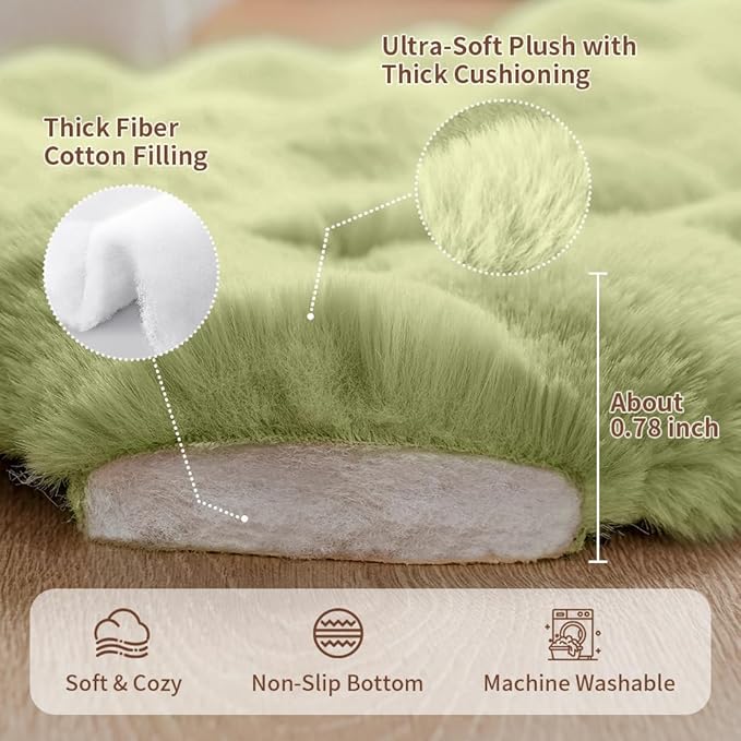 SOMAHE Cat & Dog Bed Mat, Soft Plush Faux Fur Kneading Pet Bed for 2 Cats or Small Dogs, Machine Washable Cat Sleeping Pad, Non-Slip Fluffy Pet Rug for Indoor Cats Kittens & Small Dogs, 27x20 In Green