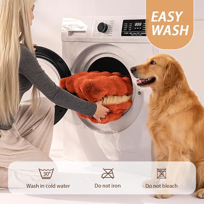 SOMAHE Large Dog Bed Mat, Extra Large Plush Faux Fur Washable Pet Bed for Large Dogs, Non-Slip Fluffy Dog Mat – Machine Washable XL Dog Sleeping Pad for Large Breeds, 35 x 27 Inch Orange