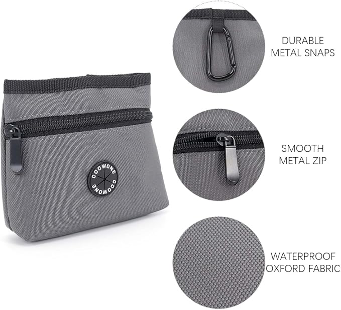Dog Treat Pouch with Pet Training Clicker, Detachable Dog Puppy Training Treat Bag, 900D Oxford Cloth Magnetic Closure Small Dog Poop Bag Holder for Travel or Outdoor Use