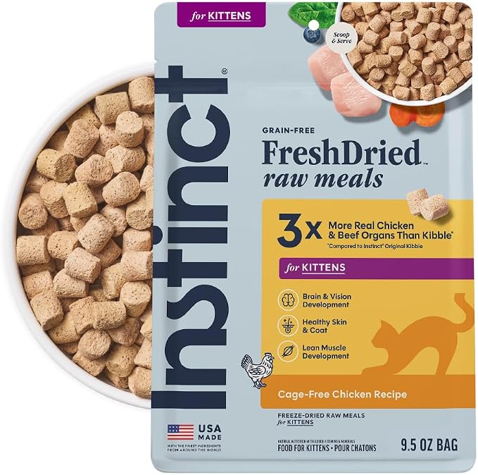 Instinct Raw Meals Freeze-Dried Kitten Chicken Cat Food, 9.5 oz. Bag