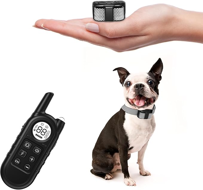 Ultra Compact Dog Shock Collar, Lightest Dog Training Collar with Remote for Small Dogs 5-30lbs & Medium Dogs/Puppies, Waterproof, Rechargeable, 1300ft Range (White Black Dot&Small)