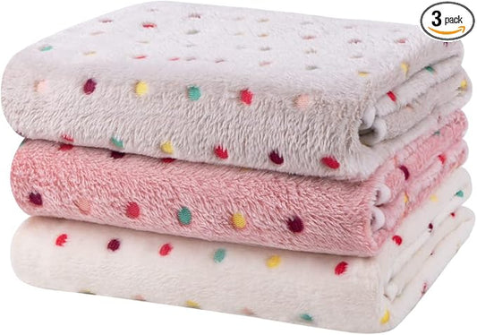 Dono 1 Pack 3 Dog Blankets, Soft Fluffy Fleece Pet Blanket Warm Sleep Mat Paw Print Design Puppy Kitten Throw Blanket Doggy Mat, Blanket for Dogs