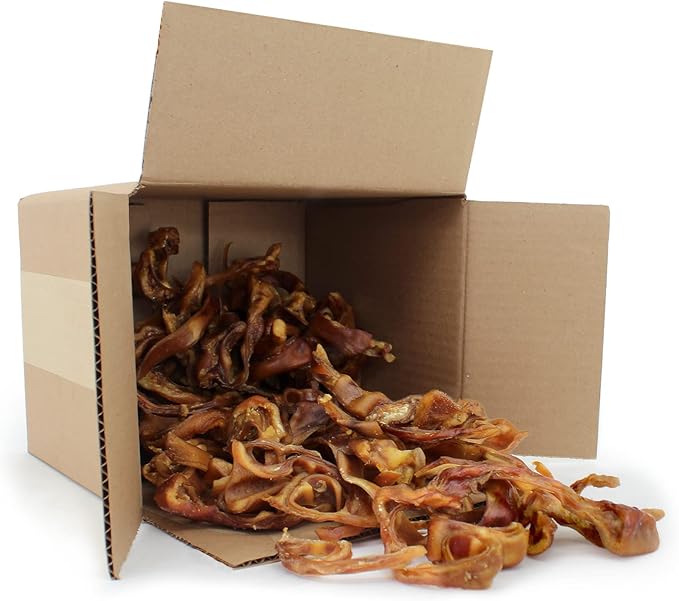Best Pet Supplies GigaBite Roasted Pig Ears for Dogs - Natural Dog Chews, Roasted Pigs Ears, Safe for Puppies and Aggressive Chewers, Cleans Teeth and Gums - Slivers, 1.8 Pounds