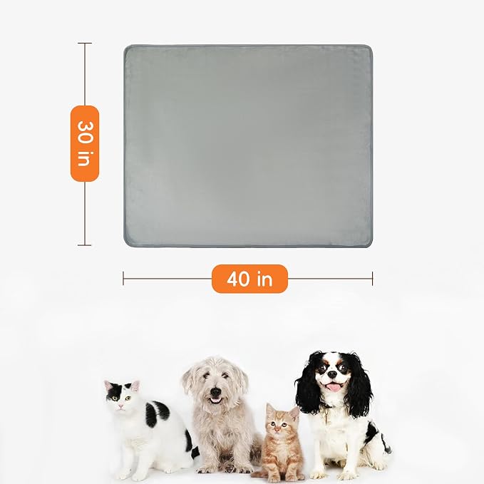Waterproof Dog Blankets, 30"x40" Cat Blanket for Indoor Cats, Soft Fluffy Sofa Car Bed Protector, Reversible Leakproof Flannel Puppy Blanket for Small Medium Dogs(Light Grey)