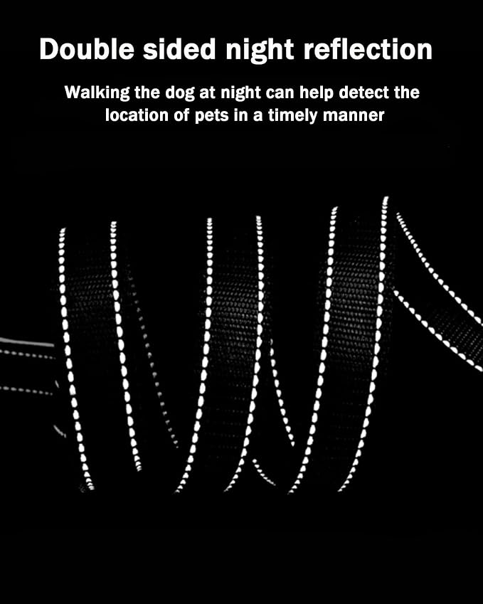 Solmoony 6FT Pink Strong Dog Leash with 2 Padded Handles, Traffic Handle Extra Control, Double-Sided Reflective Walking Lead for Small Medium and Large Dogs (Pink, 6FT)