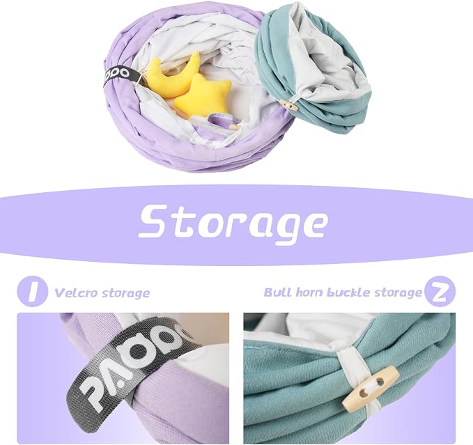 Cat Tunnel, Large Indoor Durable Collapsible Interactive Cat Tube with Peek-A-Boo Hole, Hanging Toys, and Crinkly Paper Lining - Cute Tunnel for Cats, Kittens, Puppies & Rabbits, Purple