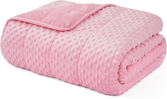 L'AGRATY Weighted Blanket for Adult - 60"x80" 20lbs Minky Dots Heavy Blanket with Glass Beads Soft Breathable for All-Season Summer Fall Winter Thick Comfort for Sleeping