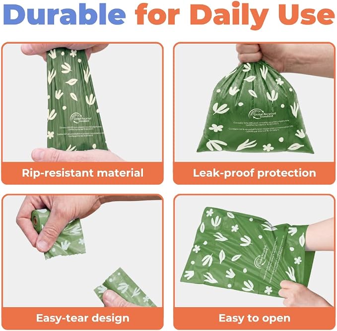 Best Pet Supplies Dog Poop Bags for Waste Refuse Cleanup, Doggy Roll Replacements for Outdoor Puppy Walking and Travel, Leak Proof and Tear Resistant, Thick Plastic - Green (Scented), 300 Bags
