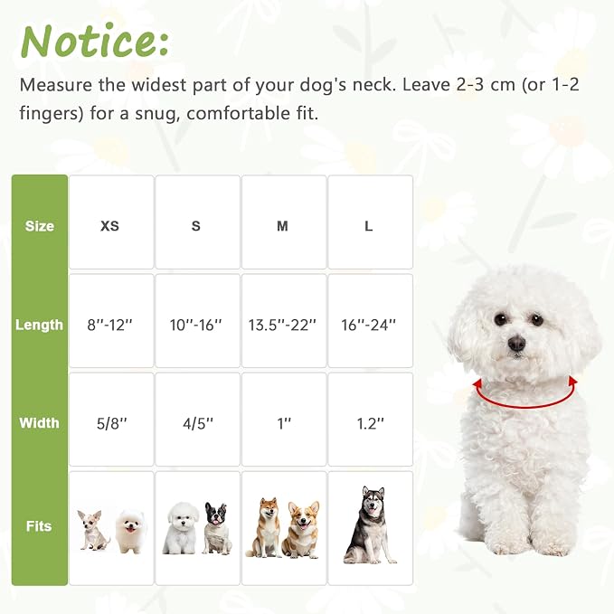 Dog Collar with Daisy Patterns, Spring Summer Collection Green Dog Collar with Exquisite Pendant, Durable Adjustable Collars for Gifts & Daily Use-L