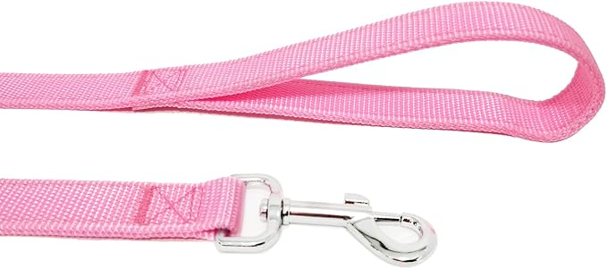 Strong Nylon Dog Leash with 2-Layer, 4 FT/ 6 Feet Long, 1 Inch Wide for Medium Large Dogs (1'' x 5 FT, Pink)