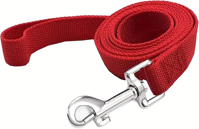 TAIAN 4FT/5FT/6FT Strong Dog Leash, Nylon Dog Leashes for Small Medium Large Dogs (Red, 1 in x 15 ft)