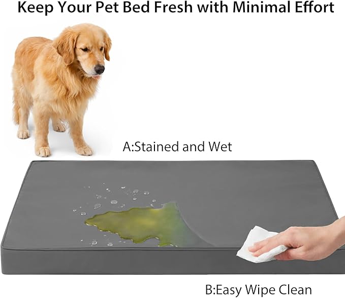 WNPETHOME Outdoor Dog Bed Waterproof, Large Outdoor Dog Bed for Large Sized Dog, Outdoor Indoor Dog Bed with Removable Washable Cover, Egg Crate Foam Dog Crate Mat, Durable Waterproof Dog Bed