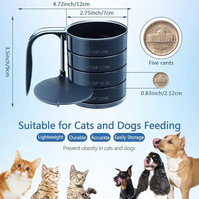 Joansan Dog Food Scoop Pet Food Scoops for Dogs 4 Capacity Cup in 1 Cup Measuring Scoop for Pets Dog Cat and Bird Solid Food (Includes 1/4 C 1/2 C 3/4 C 1 CUP)