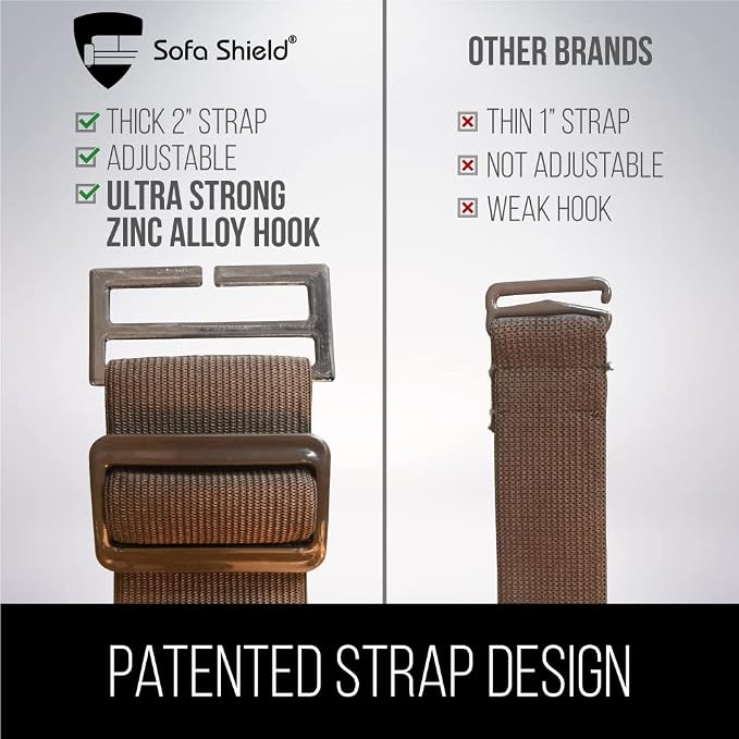 Sofa Shield® Couch Recliner Covers for Dogs, Reversible Furniture Protector with Strap, Stain and Tear Resistant Cushion Cover, 28 inch Seat, Machine Washable Slipcover Pets, Cats, Latte Linen