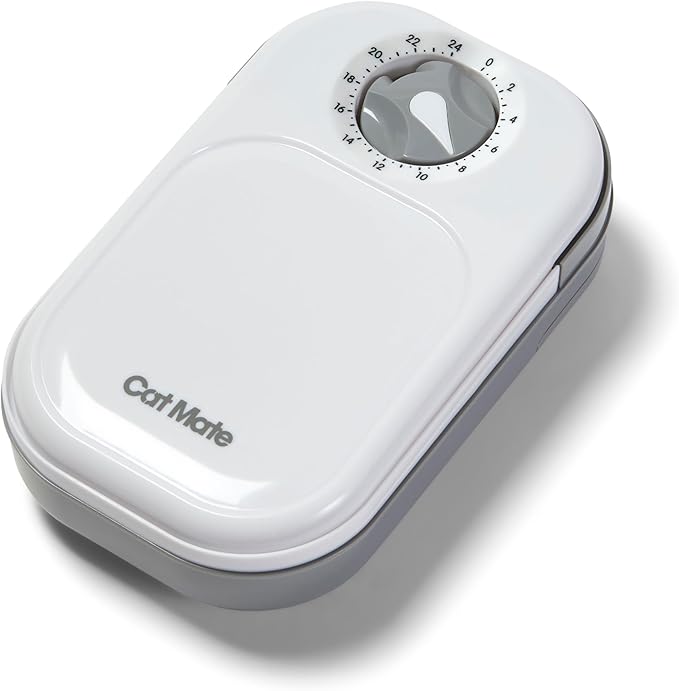 Cat Mate C100 Single Meal Automatic Timer-Controlled Pet Feeder - Suitable for Cats and Small Dogs, for Wet or Dry Food, up to 0.88 lb Capacity, White