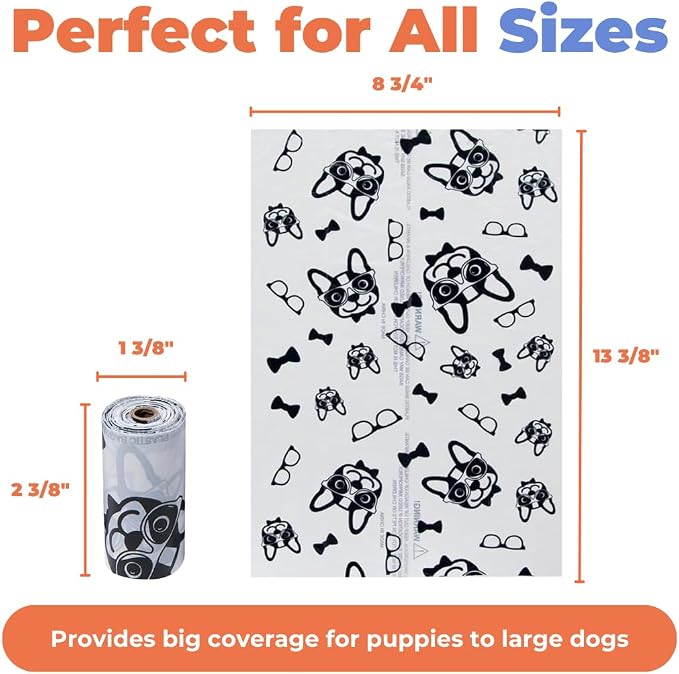 Best Pet Supplies Dog Poop Bags for Waste Refuse Cleanup, Doggy Roll Replacements for Outdoor Puppy Walking and Travel, Leak Proof and Tear Resistant, Thick Plastic - White, 240 Bags