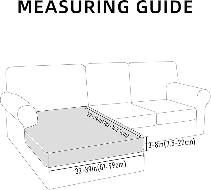 hyha Waterproof Sectional Couch Covers, Non Slip Sofa Couch Cushion Covers L Shape, Thick Stretch Jacquard Fabric, Washable Sofa Slipcovers with Elastic Bottom (1 Piece for Chaise, Camel)