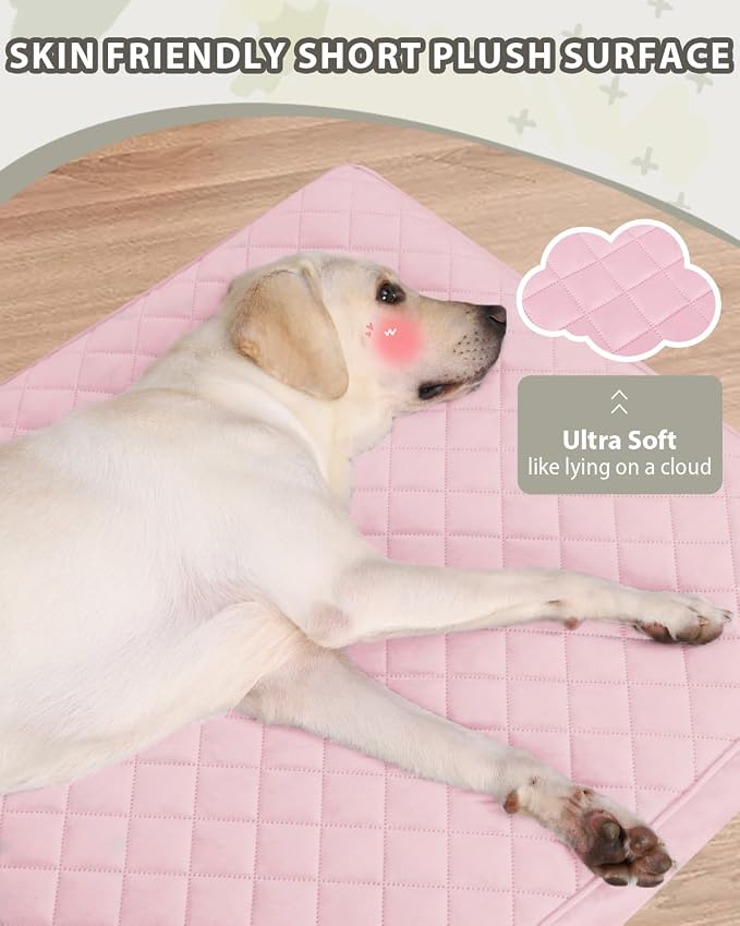 NUPIDA Orthopedic XL Dog Beds Large Sized Dog Waterproof Pet Kennel Pad with Removable Washable Cover and Non-Slip Bottom, 41x27 Inch, Pink