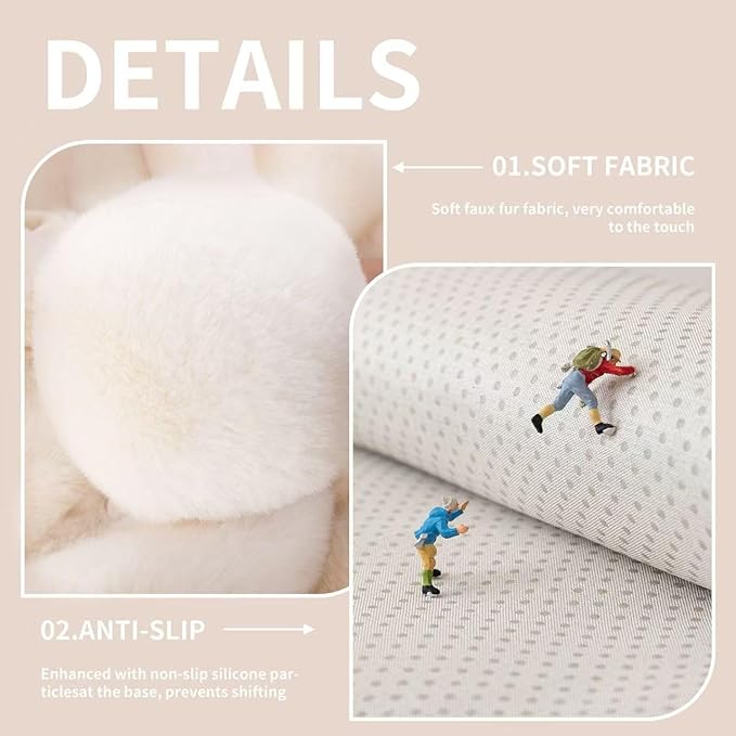 Faux Fur Couch Cover, Soft Warm Plush Sofa Couch Cover, Non Slip Sectional Sofa Slipcovers for L Shaped, Washable Furniture Protector for Kids, Dogs(White, 36"x 94")